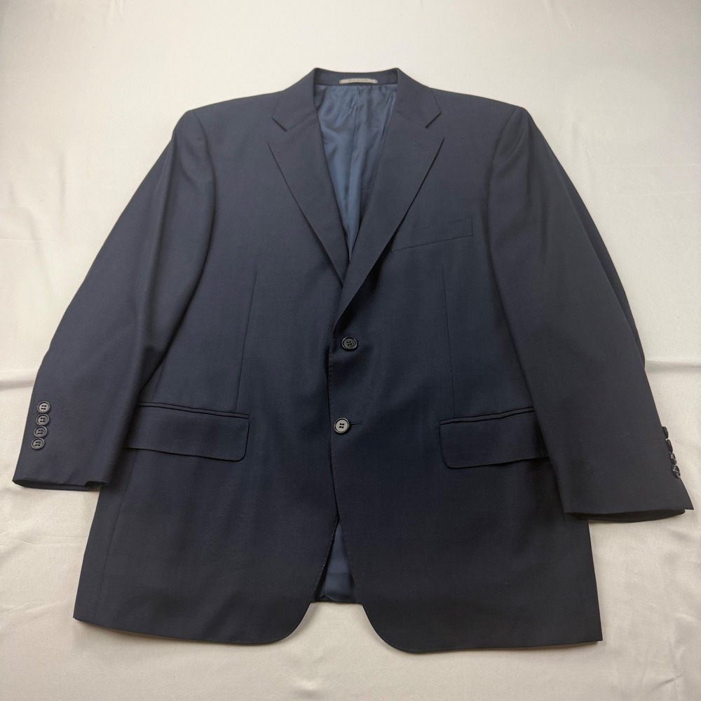 Canali Blazer Mens 42S Navy Blue 100% Wool Windowpane 2-Button Sport Coat Italy